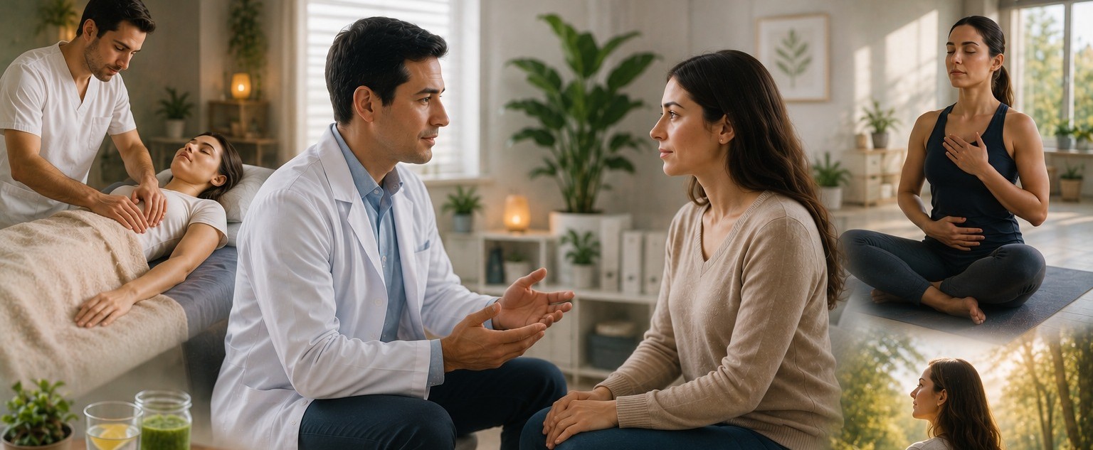 Equipo de salud acompañando a una paciente