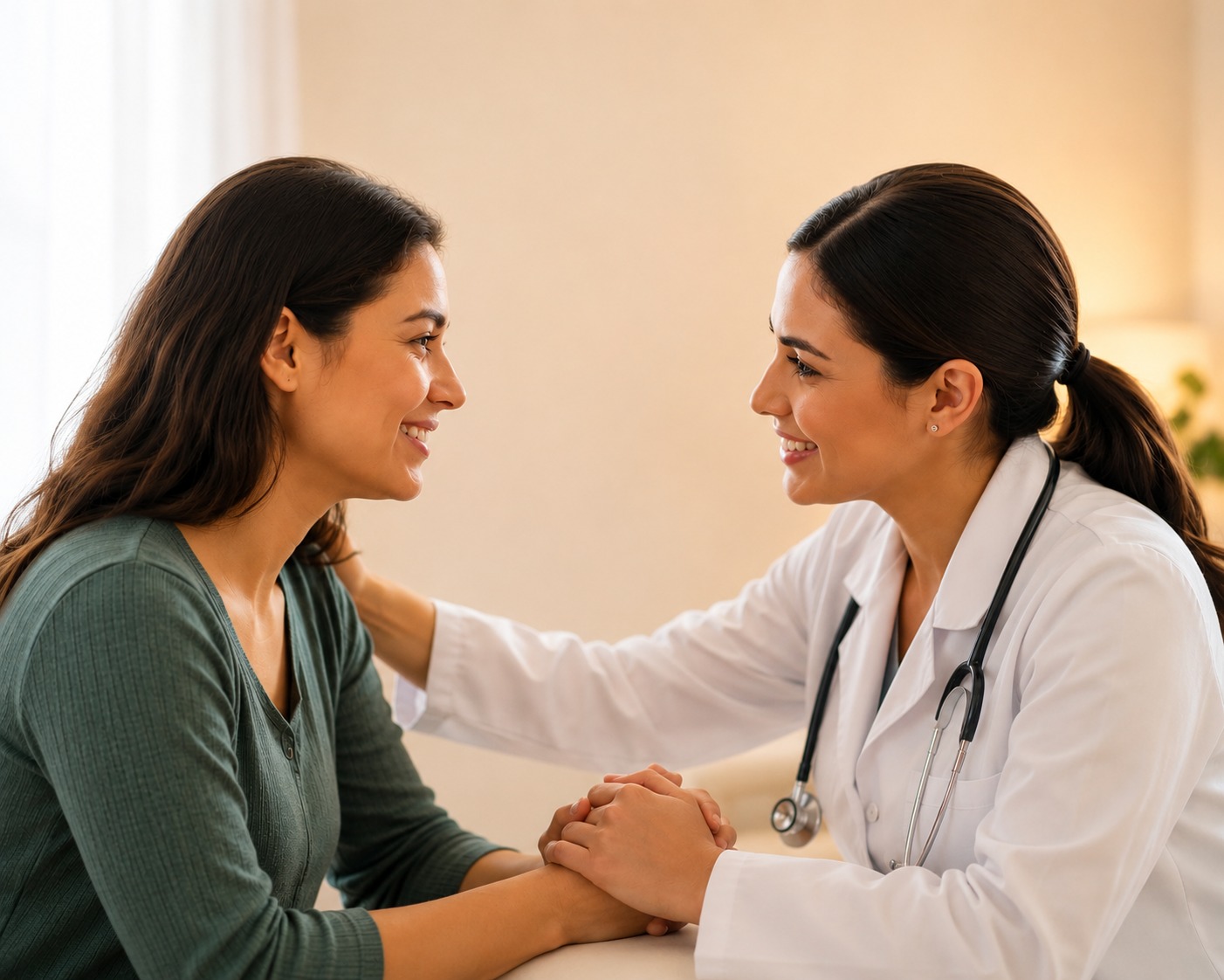 Profesional de salud acompañando a una paciente